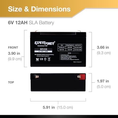 ExpertPower EXP6100 6V 10Ah - (2 Pack) SLA AGM 6V Battery for Emergency Light, Deer Feeder, Solar Storage, Electric Scooters