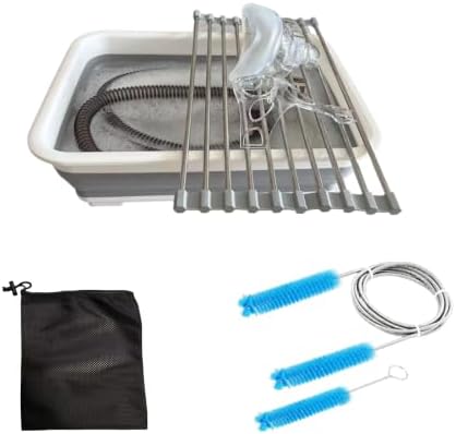 Drying Rack CPAP Cleaning Kit with Collapsible Wash Basin, CPAP Hose & Mask Cleaner Set,CPAP Storage Bag with Drying Rack（Grey）
