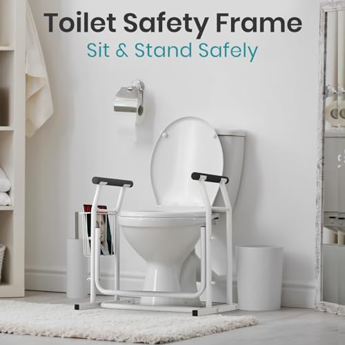 Vive Toilet Safety Rail with Arms - 300LBS Support Frame with Handles | Seniors, Elderly