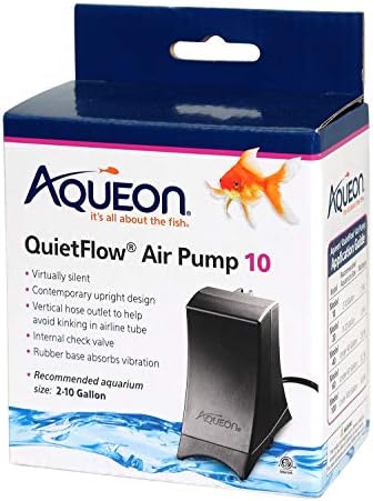 Aqueon QuietFlow Aquarium Air Pump 10, For 2-10 Gallon Tanks, Black