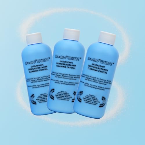 iSonic White CSDW01 Denture/Retainer Cleaning Crystal to Remove Stains, Buildups for all dental/sleep apnea/clear appliances, 8OZ bottle
