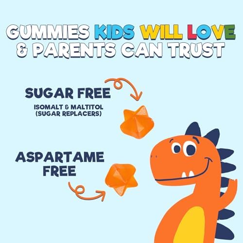 Kids Multivitamin Gummies - Sugar Free - Tasty Orange Flavor Gummy - Daily Immune Support with 100% Vitamin B12 - Essential Vitamins A, C, D3, E, B6