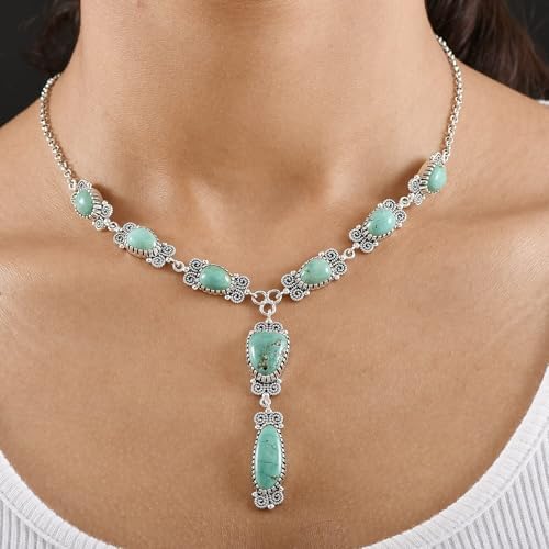 Artisan Crafted Turquoise 27.50 ctw Necklace 18 Inches in Sterling Silver