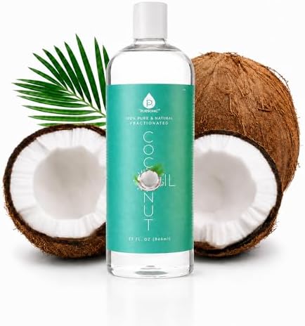 Pursonic Pure Unscented Fractionated Coconut Oil - 16 Oz Multipurpose Oil for Skin, Hair, Body Massage & Makeup Removal - Carrier Oil for Essential Oils and Aromatherapy