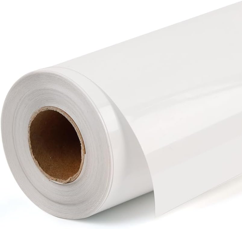 RENLITONG Heat Transfer Vinyl,12 Inch by 10ft White Iron on Vinyl