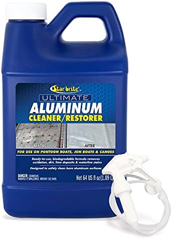 STAR BRITE Ultimate Aluminum Cleaner & Restorer - Aluminum Boat Cleaner - Perfect for Pontoon Boats, Jon Boats & Canoes (NO SPRAYER) - 64 OZ (087762)