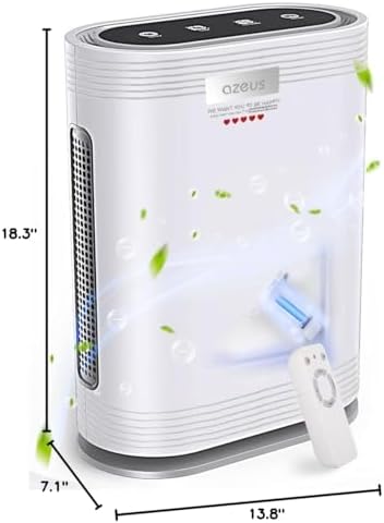 AZEUS Air Purifier for Wildfire Smoke, UV-C HEPA for Home Large Room, White