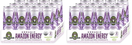 Sambazon Organic Amazon Energy Drink, Jungle Love, Acai Berry and Passionfruit, 12 Fl Oz (Pack of 12)