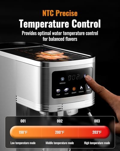 SHARDOR Espresso Machine 20 Bar, Professional Espresso Machine with Milk Frother and Touchscreen, Expresso Coffee Machines with Adjustable Temperature,for Cappuccino, Latte, Stainless Steel, White