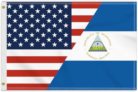2×3 FT Nicaragua America Friendship Flag, Medium 60×90CM 150D Nicaraguan USA Outdoor Banner
