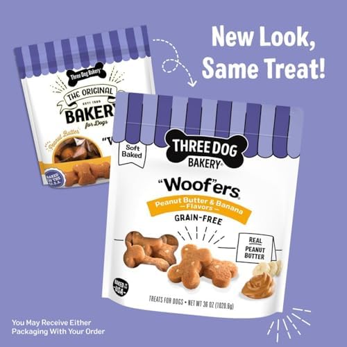 Three Dog Bakery Woofers Peanut Butter & Banana Dog Treats - 36 oz Bag
