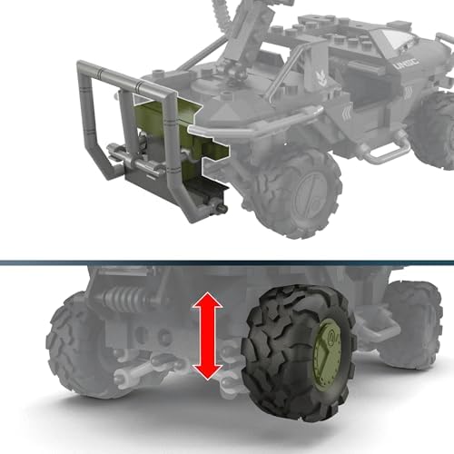 MEGA Halo the Series Vehicle Building Toys Set, FLEETCOM Warthog ATV with 469 Pieces, 5 Micro Action Figures, Poseable Articulation, Kids and Fans