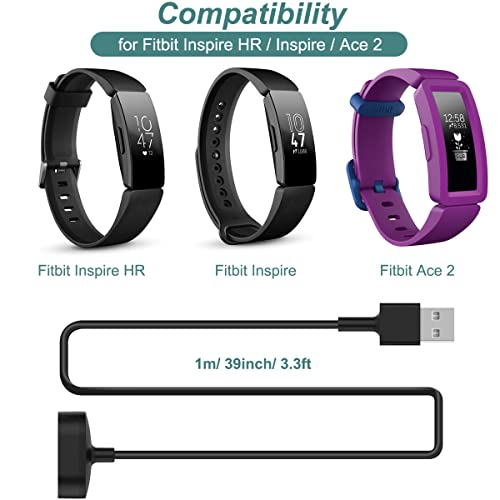 Charger for Fitbit Inspire HR & Ace 2 Fitness Tracker (3.3ft/100cm) | Replacement USB Charging Cable Cord for Fitbit Inspire, Ace 2 Smart Wristband