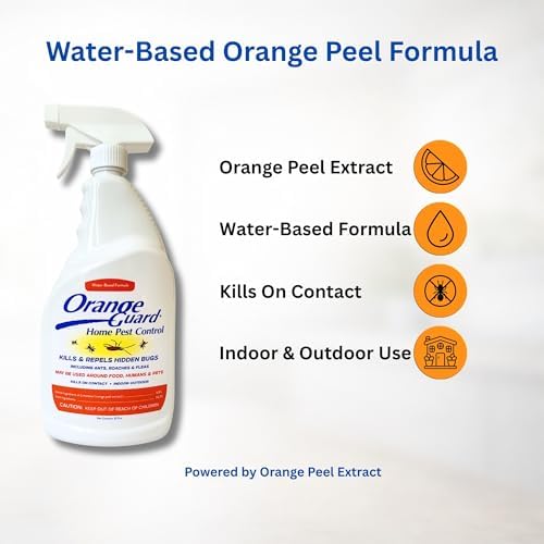 Orange Guard Home Pest Control Spray with D-Limonene | All-Natural Food Grade Orange Peel Oil for Bugs, Ants, Roaches, Fleas