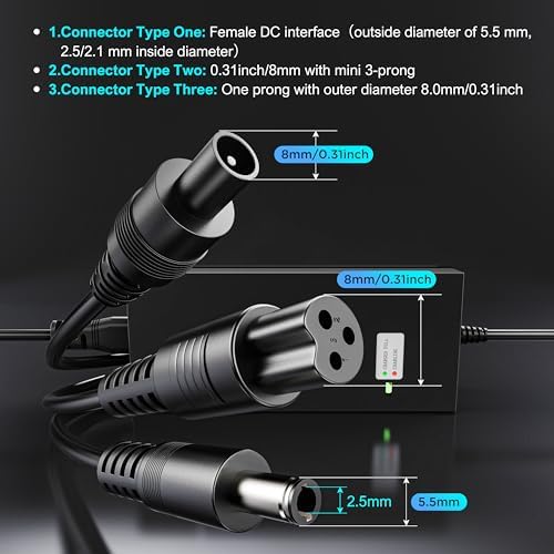 EVAPLUS 42V 2A Charger for 36V Lithium Battery, SGS Safe