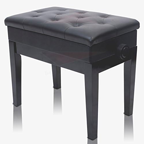 Griffin Adjustable Piano Bench (ErgonomicPRO-X Series) – Black Solid Wood Frame, PU Leather Cushion