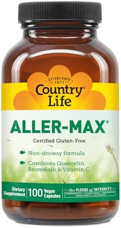Country Life Aller-Max Quercetin & Bromelain, 100 Vegan Capsules | Non-drowsy formula with vitamin C, zinc, N-acetyl cysteine and a botanical blend