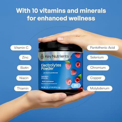 KEY NUTRIENTS Potassium Multivitamin Electrolytes Powder, Lemonade, 90 Serv | Multivitamin Electrolytes Powder, Refreshing Lemonade, Sugar Free, Sodium & Potassium Supplement, No Calories, Made in USA