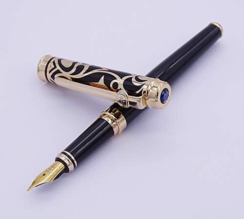 Duke Fude Nib Fountain Pen Medium to Broad Nature Mother Pearl on Cap with Pen Pouch sketching Art Drawing Signature Calligraphy Pen Case Set
