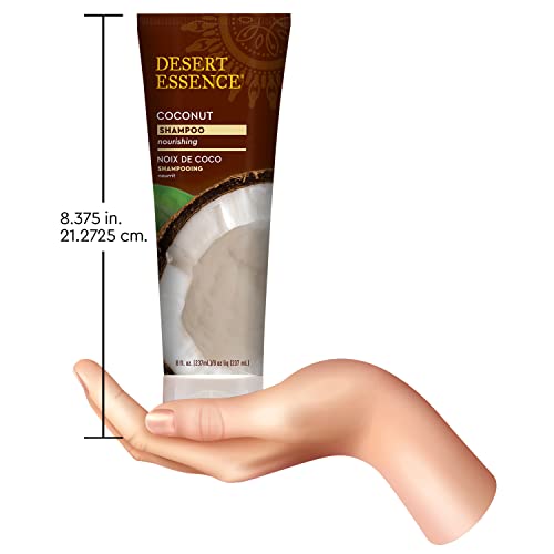 Desert Essence Coconut Shampoo for Dry Hair with Shea Butter, 8 fl oz | Deeply moisturizes, smooths frizz and restores softness
