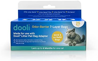 Cat Litter Pail Refills - Fits Litter Genie & Plus, Roll of 25 Bags