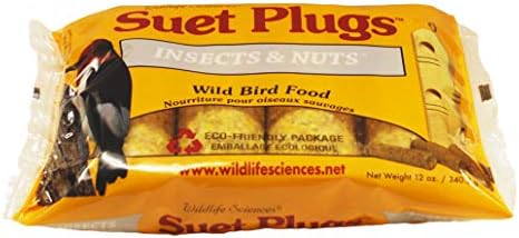 Wildlife Sciences Suet Plugs 48 Pack, Case of 12 Individually Wrapped 12 oz 4 Packs (Peanut Blend)
