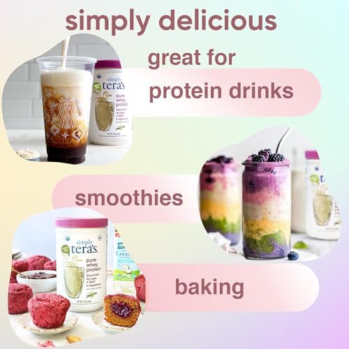 Simply tera's Pure Whey Protein Powder, Dark Chocolate, Clean Label - 12 Oz | Clean Whey Protein Powder, Made Without Artificial Sweeteners, Non-GMO, Kosher, rBGH-Free