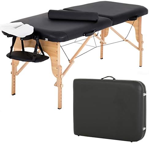 FDW Massage Table 28In Wide Height Adjustable Spa Table with Half Bolster Oxford Cloth Backpack for Spa Footmassage Facial CareSpa Tattoo