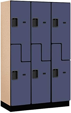 Salsbury Industries 2-Tier S-Style Extra Wide Designer Wood Locker with Three Wide Storage Units, 6-Feet High by 18-Inch Deep, Mahogany