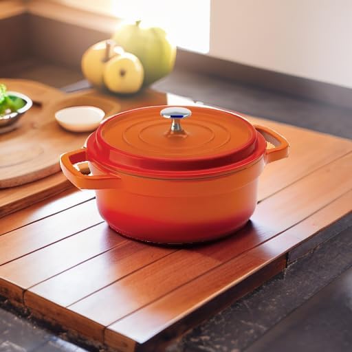 Hercules by Mundial, Cast-Aluminum Dutch Oven Pot with Lid & Handles, All Stove types, Oven-Safe Casserole Cookware with Nonstick Enamel, Orange 31L