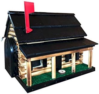Log Cabin with Porch Wooden Mailbox Black Amish Made in USA