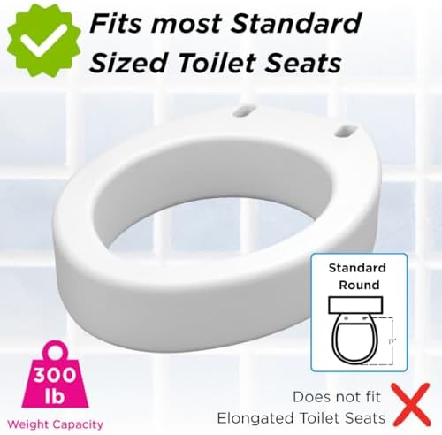 NOVA Raised Toilet Seat for Seniors & Post-Surgery Recovery – Elongated Bolt-On Under-Seat Design Uses Existing Toilet Seat & Lid, 3.5” Elevation, 300 lb Capacity, Durable Plastic, Easy Install