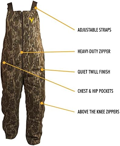 HOT SHOT Men’s Insulated Camo Bib, Ultra-Quiet Adjustable Overalls, Cold Weather Hunting Coveralls for Men