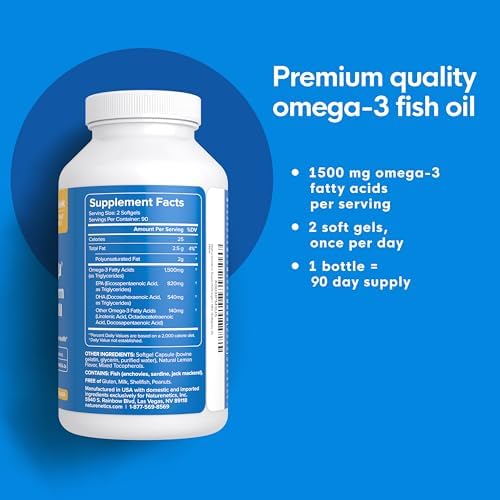 SuperiOmega rTG Triglyceride Form Omega 3 Fish Oil 1500mg EPA DHA 180ct | Re-Esterified Omega-3 Supplement for Women & Men