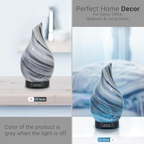 Aromatherapy Essential Oil Diffuser for Home- Art Glass Diffuser for Essential Oils with Waterless Auto Shut-Off 4 Timer 7 Colors LED Night Light