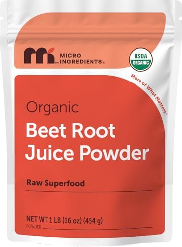 Micro Ingredients Organic Beet Root Juice Powder, 1 Pound | Water Soluble, Raw Beet Supplement | Powder Drink Mix for Smoothies & Recipes | Non-GMO