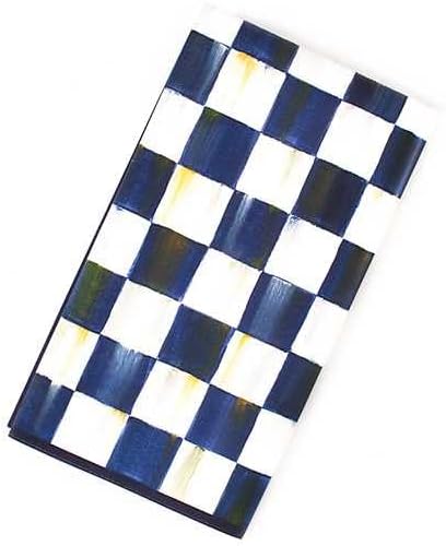 MACKENZIE-CHILDS Guest Paper Napkins, Stylish Paper Dinner Napkins, Blue-and-White Royal Check