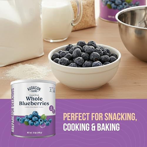 Augason Farms Freeze-Dried Whole Blueberries Can | Emergency Food Supply, 26 Servings, 30 Year Shelf Life, Great for Cooking, Baking, and Snacks