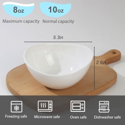Samsle 19 Ounces Ceramic Serving Bowls, Sturdy Porcelain White Oval Salad Bowls, Stackable Food Server Fruit Display Dishes for Party Dinner