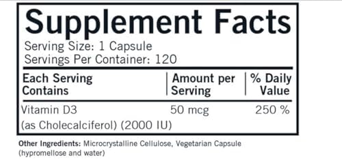 Vitamin D-3 2000 IU Capsules - Hypo - 120 ct