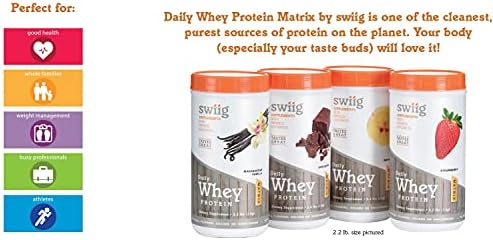 swiig Madagascar Vanilla Whey Protein Powder 20g Muscle Recovery 2.2 lb | Gluten-free, non-GMO daily nutrition supplement with digestive enzymes. Keto-friendly smoothie mix yields 35 servings.