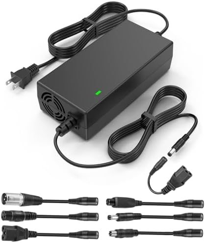 36V 1.8A Female 3-Pin XLR Lead Acid Battery Charger with 3-Prong Inline Power Supply Cord for 36V Boreem Jia, Minimoto, Rad2Go, Electric Scooter, ATV