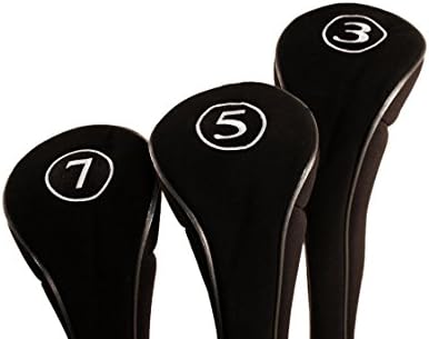 Black Golf Zipper Head Covers 3 5 7 Fairway Woods Headcovers Metal Neoprene Traditional Plain Protective Covers Fits All Fairway Clubs