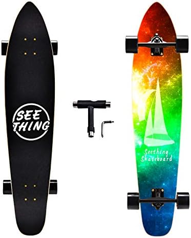 seething 42 Inch Longboard Skateboard Complete Cruiser Pintail, The Original Artisan Maple Skateboard Cruiser Pintail for Cruising, Carving