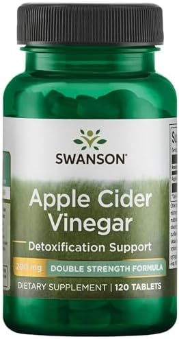 Swanson Double-Strength Apple Cider Vinegar 200 mg, 30 Tablets | Double-Strength Apple Cider Vinegar Acts as a High-Powered System Cleanser in Convenient, Travel-Friendly Tablets