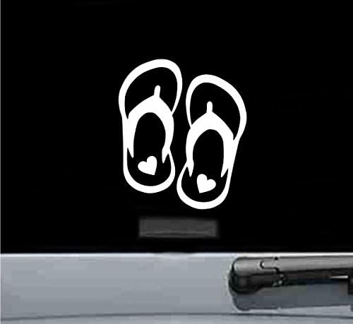 JS Artworks Heart Flip Flops Sandals Vinyl Decal Sticker