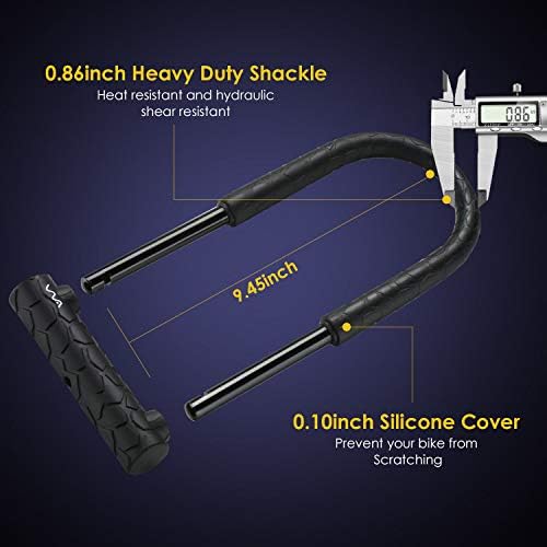 Bike Lock Heavy Duty Anti Theft, Long Shackle Bike U Lock with Keys, 4FT Security Cable and Mounting Bracket for Bicycle, Ebike, Scooter