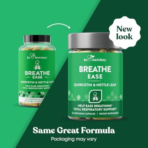 Breathe Inhaler Support Supplement - Sinus, Lungs, Open & Clear Airways - Seasonal Nasal Health, Bronchial Wellness, Healthy Chest - Quercetin, Vitamin D, Bromelain Pills - 60 Vegetarian Soft Capsules