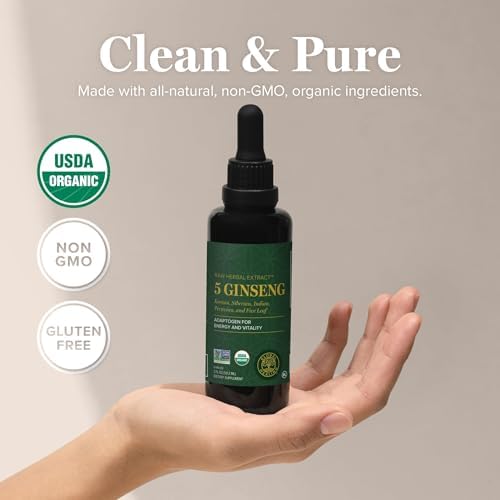 Organic Panax Ginseng Extract & Supplement, Korean Red Ginseng (2 Oz)