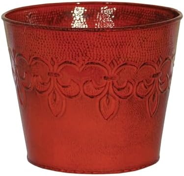 MPT01891 Fluer De Lis Series Metal Planter Flower Pot, 6", Color Tansy Green